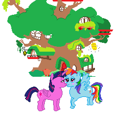 Size: 250x250 | Tagged: safe, artist:nate5700, imported from derpibooru, rainbow dash, twilight sparkle, alicorn, pegasus, pony, 1000 hours in ms paint, female, golden oaks library, lesbian, pixel art, shipping, simple background, twidash, twilight sparkle (alicorn), white background