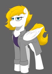 Size: 1080x1518 | Tagged: safe, artist:rand-dums, imported from derpibooru, oc, oc only, oc:study guide, pegasus, pony, fallout equestria: redemption is magic, blonde, blonde hair, blonde mane, clothes, done with your shit, enclave, enclave researcher, enclave scientist, female, females only, lab coat, mare, old, researcher, scientist, solo, tired, white coat, white fur