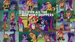 Size: 1968x1107 | Tagged: safe, edit, edited screencap, editor:quoterific, imported from derpibooru, screencap, sci-twi, sunset shimmer, twilight sparkle, dance magic, eqg summertime shorts, equestria girls, equestria girls series, friendship games, get the show on the road, legend of everfree, mirror magic, monday blues, rollercoaster of friendship, spring breakdown, spoiler:eqg specials, female, lesbian, scitwishimmer, shipping, sunsetsparkle
