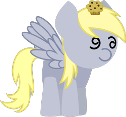 Size: 6747x6248 | Tagged: safe, artist:isaac_pony, imported from derpibooru, derpy hooves, pegasus, pony, cute, derpabetes, female, food, horns, kibiy pony, muffin, show accurate, simple background, smiling, solo, spread wings, standing, transparent background, vector, wings