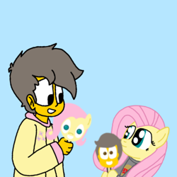 Size: 768x768 | Tagged: safe, artist:haileykitty69, imported from derpibooru, fluttershy, human, pegasus, crossover, crossover shipping, fluttermour, food, my little pony, popsicle, seymour skinner, shipping, the simpsons