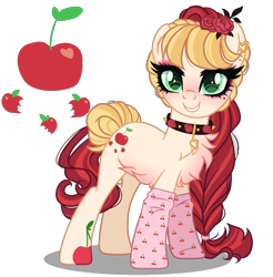 Size: 1500x1524 | Tagged: safe, artist:gihhbloonde, imported from derpibooru, oc, oc only, earth pony, pony, clothes, female, magical lesbian spawn, mare, offspring, parent:applejack, parent:cherry jubilee, parents:cherryjack, simple background, socks, solo, transparent background