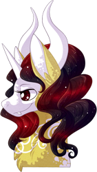 Size: 378x671 | Tagged: safe, artist:velnyx, imported from derpibooru, oc, oc only, oc:solar plexus, pony, bust, female, horns, portrait, simple background, solo, transparent background