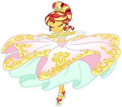 Size: 900x791 | Tagged: source needed, safe, artist:sapphiregamgee, imported from derpibooru, sunset shimmer, human, equestria girls, ballgown, clothes, dress, fashion, feet, gown, high heels, humanized, open-toed shoes, petticoat, princess, sandals, shoes, simple background, solo, spinning, toes, transparent background, twirling