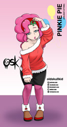 Size: 984x1860 | Tagged: safe, alternate version, artist:oldskullkid, imported from derpibooru, part of a set, pinkie pie, human, equestria girls, christmas, holiday, holly, holly mistaken for mistletoe, humanized, solo