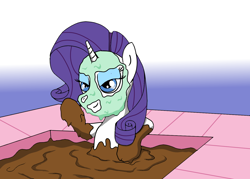 Size: 1400x1000 | Tagged: safe, artist:amateur-draw, imported from derpibooru, rarity, pony, unicorn, female, mare, mud, mud bath, mud mask, muddy, muddy hooves, request, requested art, simple background, solo, spa