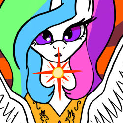 Size: 700x700 | Tagged: safe, artist:slamjam, imported from derpibooru, princess celestia, alicorn, pony, abstract background, female, looking at you, mare, solo