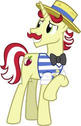 Size: 1972x3041 | Tagged: safe, artist:90sigma, imported from derpibooru, flam, pony, unicorn, bowtie, clothes, facial hair, hat, high res, male, moustache, simple background, solo, stallion, transparent background, vector