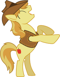 Size: 2167x2767 | Tagged: safe, artist:90sigma, imported from derpibooru, braeburn, earth pony, pony, bipedal, eyes closed, male, open mouth, rearing, simple background, solo, stallion, transparent background, vector