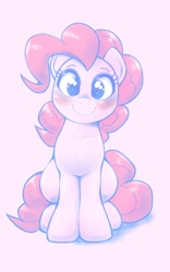 Size: 961x1536 | Tagged: safe, artist:kurogewapony, imported from derpibooru, pinkie pie, earth pony, pony, blushing, c:, chest fluff, cute, diapinkes, featured image, female, head tilt, looking at you, mare, ponk, simple background, sitting, smiling, solo, sweet dreams fuel, weapons-grade cute, white background