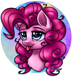 Size: 2894x3050 | Tagged: safe, artist:kruszyna25, artist:kruszynka25, imported from derpibooru, pinkie pie, earth pony, pony, :p, blushing, bust, cheek fluff, chest fluff, cute, diapinkes, ear fluff, female, high res, mare, portrait, solo, tongue out