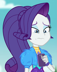 Size: 503x632 | Tagged: safe, imported from derpibooru, screencap, rarity, equestria girls, equestria girls series, lost and pound, spoiler:eqg series (season 2), cellphone, cropped, female, music festival outfit, phone, smartphone, solo
