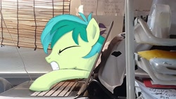 Size: 1280x720 | Tagged: safe, artist:johnerose126, imported from derpibooru, sandbar, pony, computer, fourth wall, irl, laptop computer, photo, ponies in real life, solo