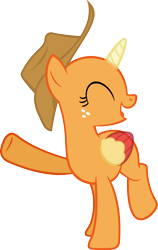 Size: 985x1558 | Tagged: safe, artist:pegasski, imported from derpibooru, oc, oc only, alicorn, pony, non-compete clause, alicorn oc, bald, base, eyelashes, eyes closed, freckles, hat, horn, looking back, open mouth, raised hoof, simple background, smiling, solo, transparent background, two toned wings, wings