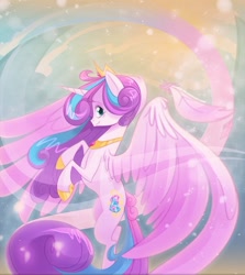 Size: 794x891 | Tagged: safe, artist:zombie, edit, imported from derpibooru, princess flurry heart, alicorn, pony, the crystalling, cute, female, flurrybetes, mare, solo, spanish description, spread wings, wings