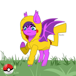 Size: 1500x1500 | Tagged: safe, alternate version, artist:reyoko, imported from derpibooru, oc, oc only, oc:melody bliss, bat pony, pony, background removed, bat pony oc, bat wings, commission, female, mare, poké ball, pokéball, pokémon, simple background, solo, starry eyes, trans female, transgender, transparent background, wingding eyes, wings, ych result