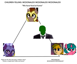 Size: 594x493 | Tagged: safe, imported from derpibooru, oc, oc only, oc:anon, oc:artemis sparkshower, oc:honour bound, oc:lily glamerspear, oc:purity ebonshield, pegasus, fanfic:everyday life with guardsmares, alignment chart, everyday life with guardsmares, lowres, mcdonald's triangle, mcdonalds alignment chart, meme, pegasus oc, triangle