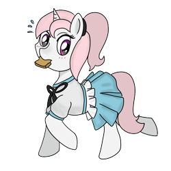 Size: 748x748 | Tagged: safe, artist:nine the divine, imported from derpibooru, oc, oc only, oc:candy blossom, pony, unicorn, clothes, school uniform, simple background, solo, transparent background