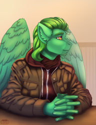 Size: 969x1263 | Tagged: safe, artist:striped-chocolate, imported from derpibooru, oc, oc only, anthro, pegasus, bust, male, males only, portrait, solo