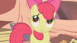 Size: 1920x1080 | Tagged: safe, imported from derpibooru, screencap, apple bloom, earth pony, pony, bridle gossip, book, female, filly, golden oaks library, solo