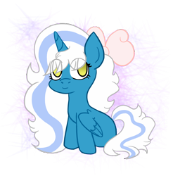 Size: 970x984 | Tagged: safe, artist:xraela-lpx, imported from derpibooru, oc, oc only, oc:fleurbelle, alicorn, pony, alicorn oc, bow, chibi, female, hair bow, horn, mare, simple background, solo, transparent background, wings, yellow eyes