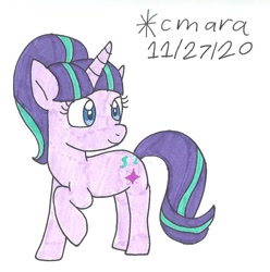 Size: 843x850 | Tagged: safe, artist:cmara, imported from derpibooru, starlight glimmer, pony, unicorn, cute, female, glimmerbetes, mare, raised hoof, s5 starlight, simple background, solo, traditional art, white background