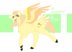 Size: 1042x745 | Tagged: safe, artist:minikitty101, imported from derpibooru, oc, oc only, oc:sugar bee, pegasus, pony, female, magical gay spawn, mare, offspring, parent:big macintosh, parent:zephyr breeze, parents:zephyrmac, solo, tail feathers