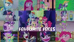 Size: 1958x1101 | Tagged: safe, edit, edited screencap, editor:quoterific, imported from derpibooru, screencap, applejack, fluttershy, pinkie pie, rainbow dash, rarity, spike, starlight glimmer, twilight sparkle, alicorn, best gift ever, fame and misfortune, lesson zero, make new friends but keep discord, marks for effort, party of one, season 1, season 2, season 4, season 5, season 7, season 8, secrets and pies, simple ways, tanks for the memories, the best night ever, the cutie map, spoiler:s08, :i, chalkboard, derp, do i look angry, faic, floppy ears, flutterrage, i mean i see, mane six, now eat up, pinkamena diane pie, pudding face, quiet, ragelight glimmer, rarihick, tail, tail hole, twilight snapple, twilight sparkle (alicorn), twilight's castle, why i'm creating a gown darling, you're going to love me