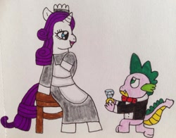 Size: 1280x1001 | Tagged: safe, artist:darkstarnightwalker, imported from derpibooru, rarity, spike, female, male, marriage proposal, shipping, sparity, straight, traditional art