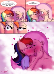 Size: 2978x4096 | Tagged: safe, artist:ringteam, imported from derpibooru, fluttershy, rainbow dash, human, comic:a certain confession, blushing, comic, eyes closed, female, flutterdash, french kiss, humanized, kissing, lesbian, shipping, speech bubble
