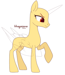 Size: 1770x2038 | Tagged: safe, artist:teepew, imported from derpibooru, oc, oc only, alicorn, pony, alicorn oc, bald, base, frown, horn, raised hoof, signature, simple background, solo, transparent background, wings