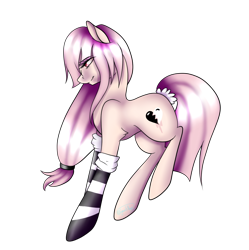 Size: 1020x1025 | Tagged: safe, artist:minelvi, imported from derpibooru, oc, oc only, earth pony, pony, clothes, earth pony oc, simple background, socks, solo, striped socks, tail wrap, transparent background