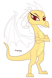 Size: 1932x2874 | Tagged: safe, artist:teepew, imported from derpibooru, oc, oc only, dragon, base, crossed arms, dragoness, female, horn, signature, simple background, smiling, solo, transparent background, wings