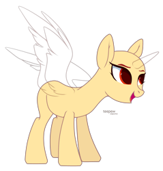 Size: 3729x3894 | Tagged: safe, artist:teepew, imported from derpibooru, oc, oc only, alicorn, pony, alicorn oc, bald, base, horn, open mouth, signature, simple background, smiling, solo, transparent background, wings