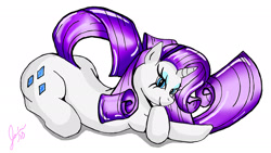 Size: 1920x1080 | Tagged: safe, artist:snake-em, imported from derpibooru, rarity, pony, friendship is magic, lying down, simple background, smiling, white background