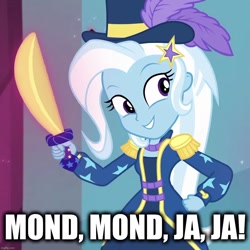 Size: 1077x1078 | Tagged: safe, edit, edited screencap, imported from derpibooru, screencap, trixie, equestria girls, equestria girls series, street magic with trixie, spoiler:eqg series (season 2), caption, image macro, imgflip, song reference, text, wolfenstein, wolfenstein the new order