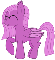 Size: 735x800 | Tagged: safe, artist:akscythe, imported from derpibooru, oc, oc only, oc:fuchsia flush, pegasus, pony, derpibooru community collaboration, 2021 community collab, closed mouth, eyes closed, female, folded wings, happy, mare, mouth closed, simple background, smiling, solo, transparent background, wings