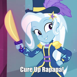 Size: 1280x1280 | Tagged: safe, edit, edited screencap, imported from derpibooru, screencap, trixie, equestria girls, equestria girls series, street magic with trixie, spoiler:eqg series (season 2), caption, image macro, mahō tsukai pretty cure!, reference, text