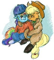 Size: 671x749 | Tagged: safe, artist:laya-21, imported from derpibooru, applejack, rainbow dash, earth pony, pegasus, pony, appledash, duo, female, lesbian, shipping