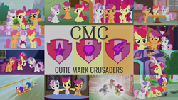 Size: 1978x1113 | Tagged: safe, edit, edited screencap, editor:quoterific, imported from derpibooru, screencap, apple bloom, scootaloo, sweetie belle, call of the cutie, crusaders of the lost mark, growing up is hard to do, just for sidekicks, marks for effort, on your marks, one bad apple, ponyville confidential, stare master, the cutie mark chronicles, the cutie pox, the last crusade, cutie mark crusaders, feather, halo, helmet, older, older apple bloom, older scootaloo, older sweetie belle, scooter, zipline