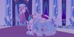 Size: 1280x640 | Tagged: safe, artist:itstechtock, imported from derpibooru, princess flurry heart, oc, oc:persephone, oc:snow quartz, changepony, hybrid, pegasus, pony, offspring, older, parent:princess cadance, parent:shining armor, parents:shiningcadance