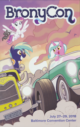 Size: 1948x3064 | Tagged: safe, artist:tonyfleecs, imported from derpibooru, oc, oc:blank canvas, oc:hoof beatz, oc:mane event, bronycon, bronycon 2018, bronycon 2018 con book, corvette, hot rod