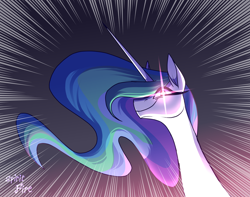 Size: 3800x3000 | Tagged: safe, artist:celes-969, artist:spirit-fire360, imported from derpibooru, princess celestia, alicorn, pony, female, glowing eyes, glowing eyes meme, high res, mare, reaction image, redraw, solo