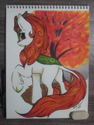 Size: 1536x2048 | Tagged: safe, artist:gleamydreams, imported from derpibooru, autumn blaze, kirin, butt, plot, solo, traditional art, tree