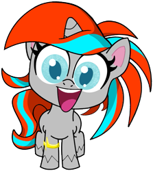 Size: 509x570 | Tagged: safe, artist:singularmj, imported from derpibooru, oc, oc:horizon, pony, unicorn, my little pony: pony life, armband, female, g4.5, horn, looking at you, mare, open mouth, simple background, transparent background, unicorn oc, vector