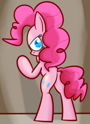 Size: 1241x1695 | Tagged: safe, artist:mr-degration, imported from derpibooru, pinkie pie, earth pony, pony, balloonbutt, bipedal, bipedal leaning, butt, female, leaning, plot, solo