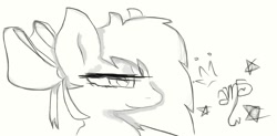 Size: 1125x553 | Tagged: safe, artist:amgiwolf, imported from derpibooru, oc, oc only, earth pony, pony, bedroom eyes, bow, bust, earth pony oc, hair bow, monochrome, smiling, solo