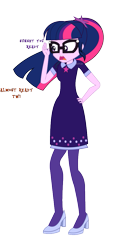 Size: 501x1081 | Tagged: safe, artist:jcpreactyt, imported from derpibooru, sci-twi, twilight sparkle, equestria girls, equestria girls series, twilight under the stars, spoiler:eqg series (season 2), clothes, dress, female, glasses, hair, hairpin, kneesocks, long hair, long mane, sci-twi outfits, shoes, simple background, socks, solo, transparent background