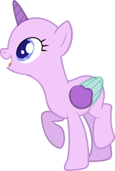 Size: 971x1444 | Tagged: safe, artist:pegasski, imported from derpibooru, oc, oc only, alicorn, pony, the beginning of the end, alicorn oc, bald, base, eyelashes, horn, open mouth, raised hoof, simple background, smiling, solo, transparent background, two toned wings, wings