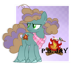 Size: 1280x1159 | Tagged: safe, artist:blazenly-obvious, imported from derpibooru, oc, oc only, oc:p.b. jay, earth pony, pony, annoyed, cutie mark, female, lidded eyes, mare, neckerchief, offspring, parent:cheese sandwich, parent:pinkie pie, parents:cheesepie, simple background, solo, transparent background, unshorn fetlocks